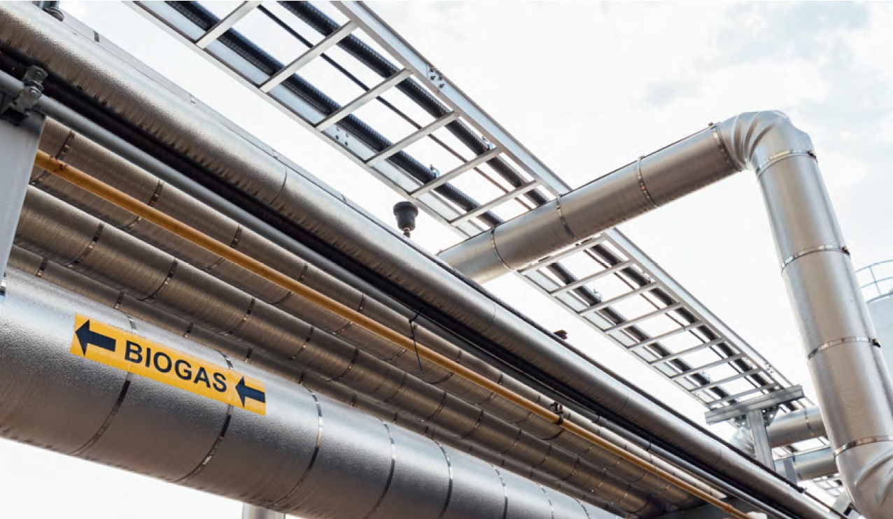 Silver biogas pipes