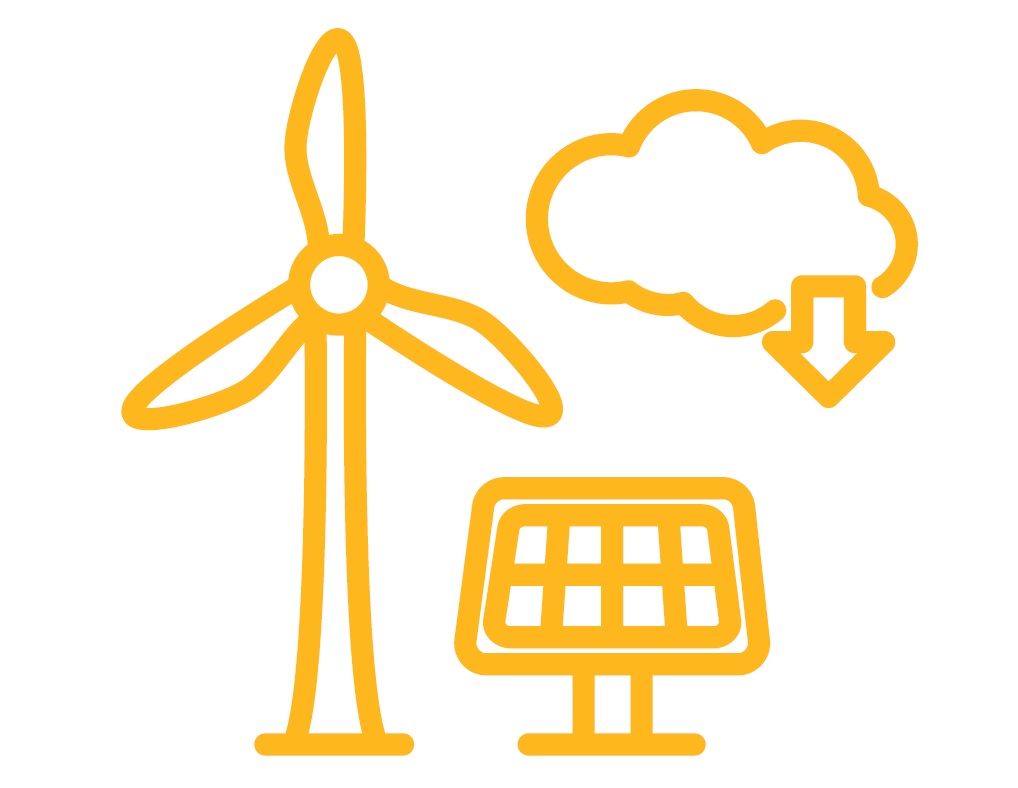 Infographic with windmill, solar panel and cloud