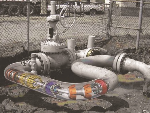 Pipeline inspection tool in curved pipe