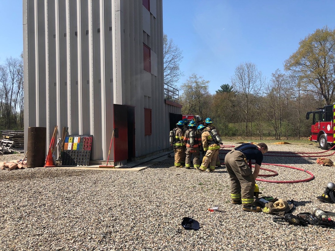 Firefighter training school at abandoned structure