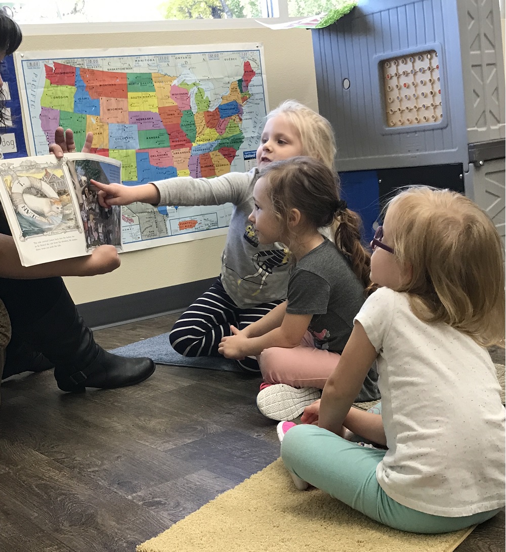 Story time with teacher and children