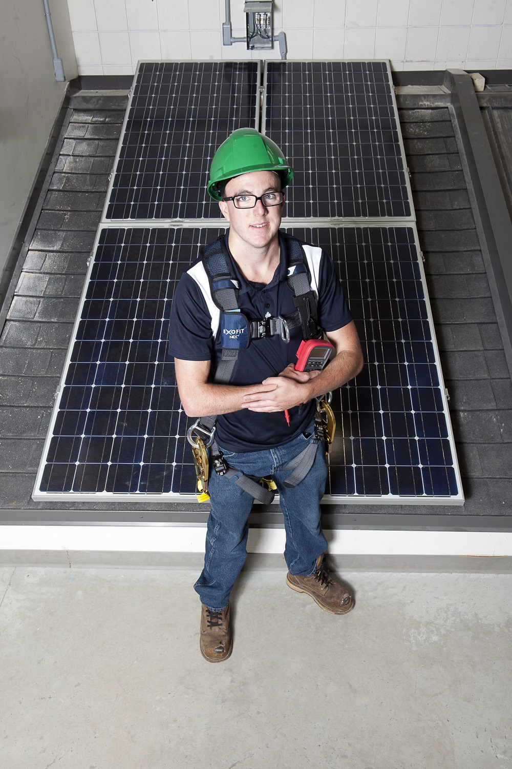 Student and solar panel