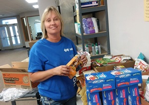 Woman in food bank