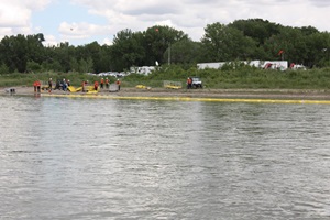 Emergency response drill on a river