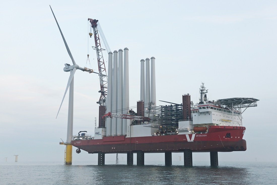 Offshore turbine being installed
