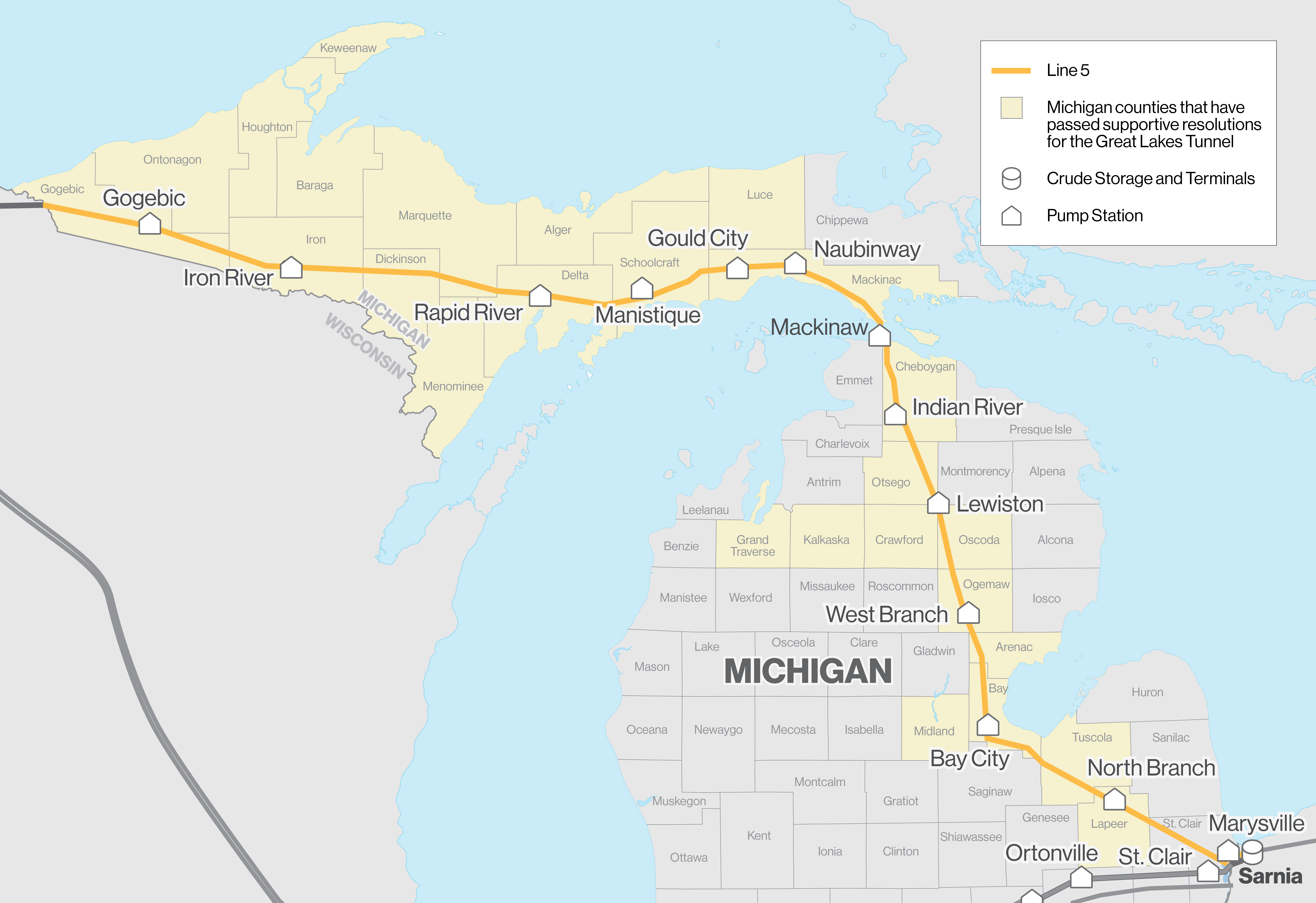 A map of Michigan counties