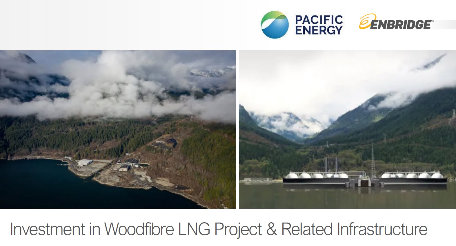 Two images of an LNG facility