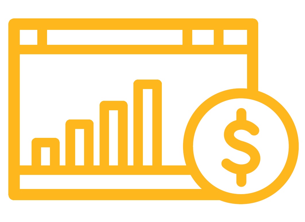 Infographic with bar graph and coin