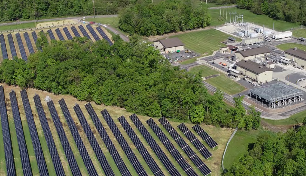 Aerial view of solar panels