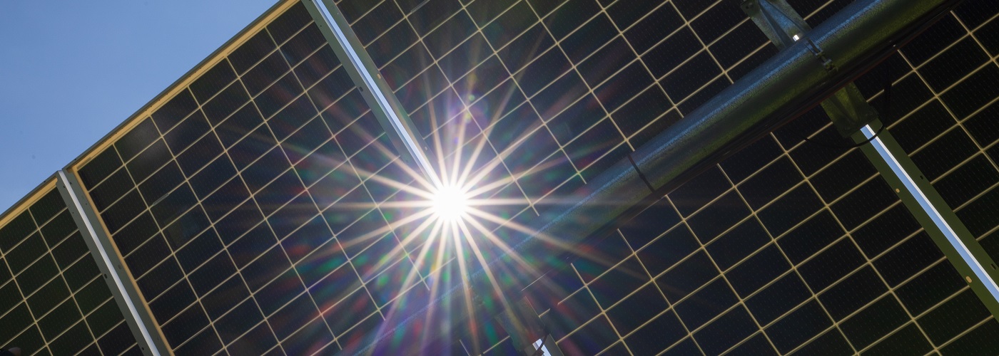 Sun on solar panels