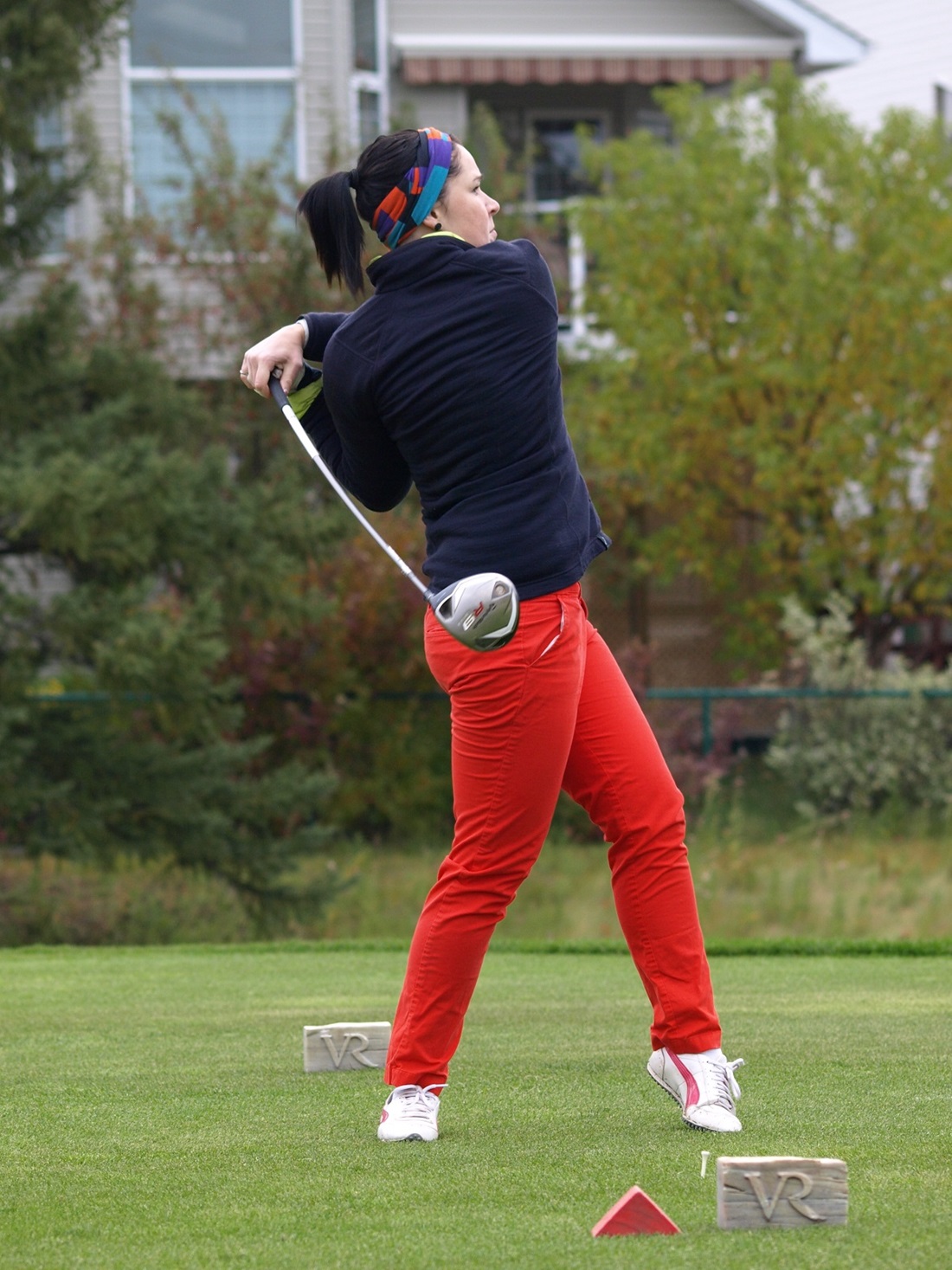 Woman playing golf