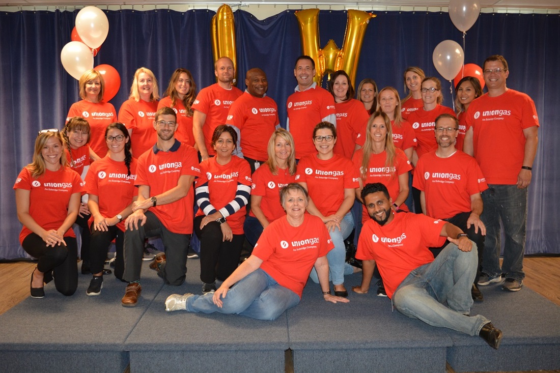 Employees at United Way lip sync event