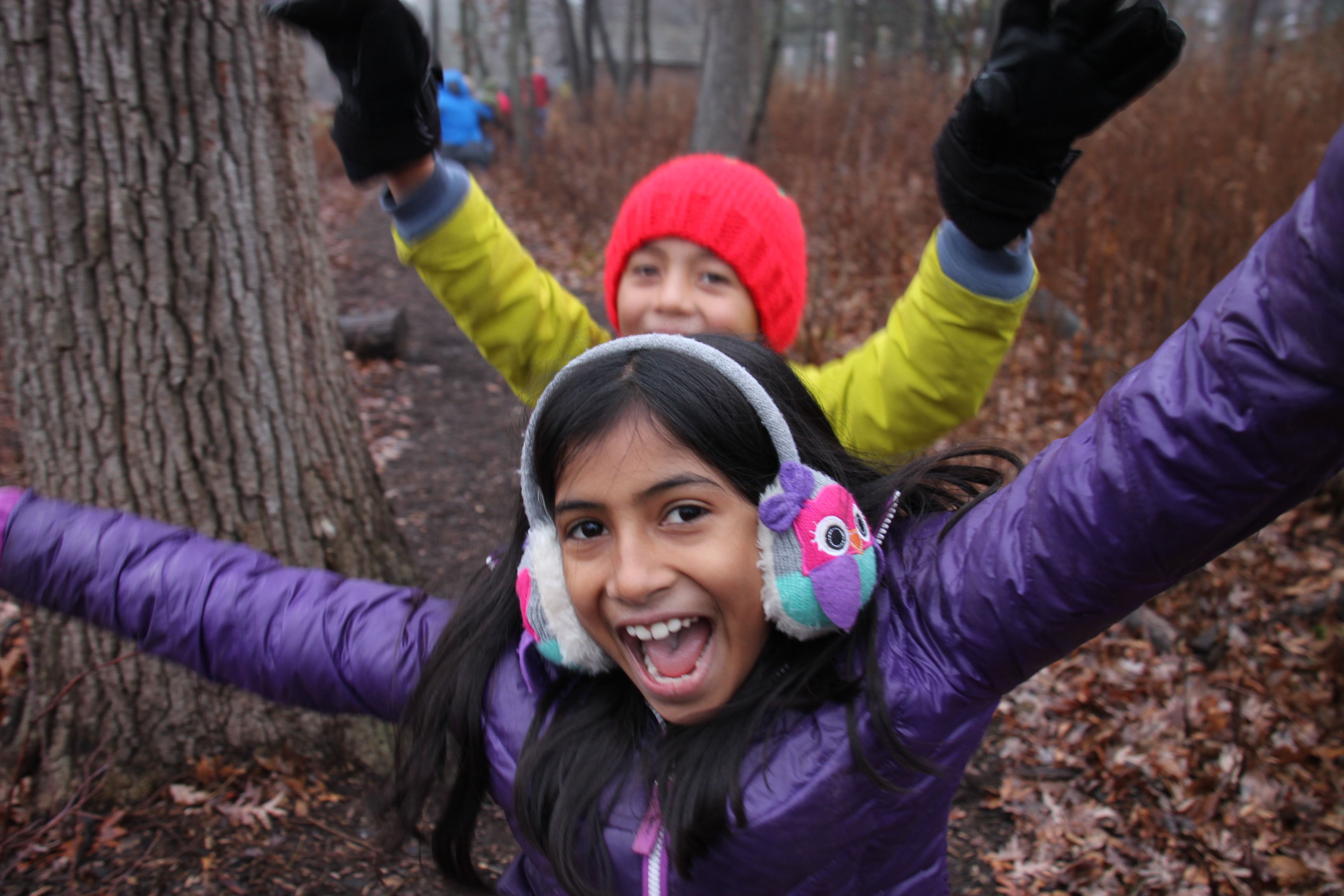 Kids outdoors in the winter
