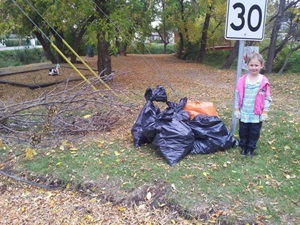 Girl in park after volunteer cleanup