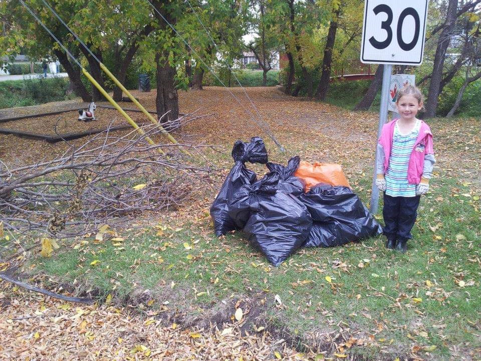 Girl in park after volunteer cleanup