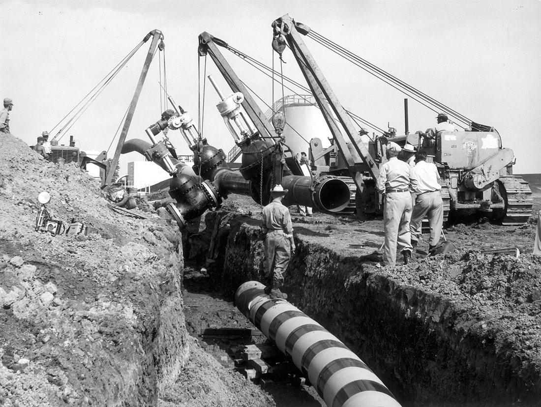 Historical image of pipeline construction