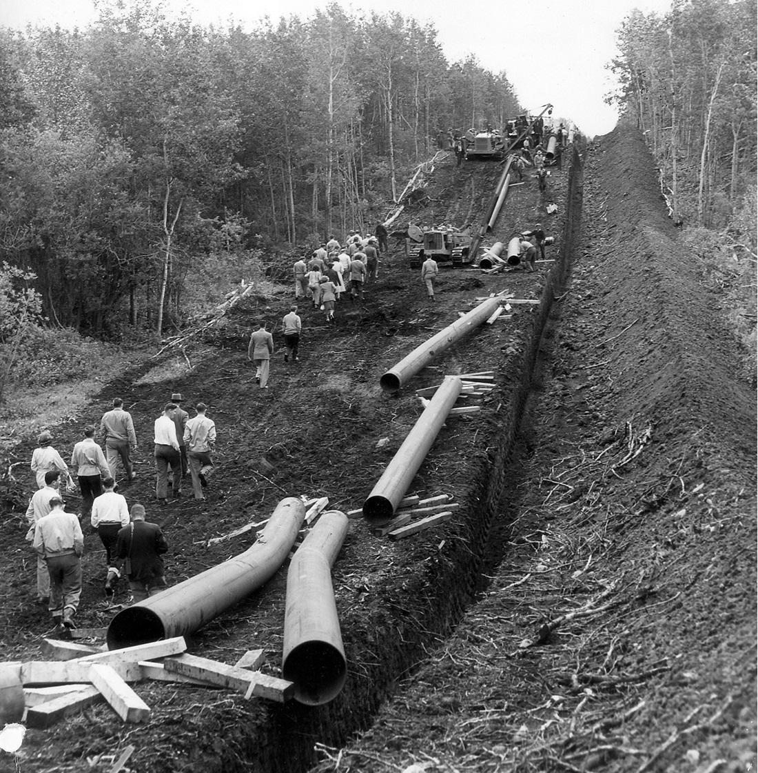 Historical image of pipeline construction