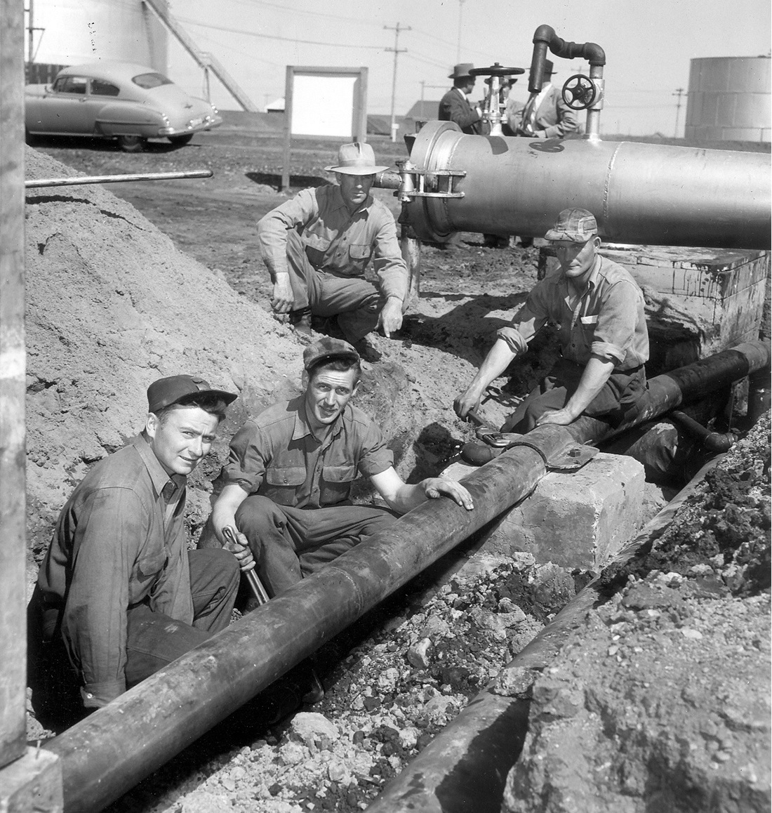 Historical image of pipeline construction