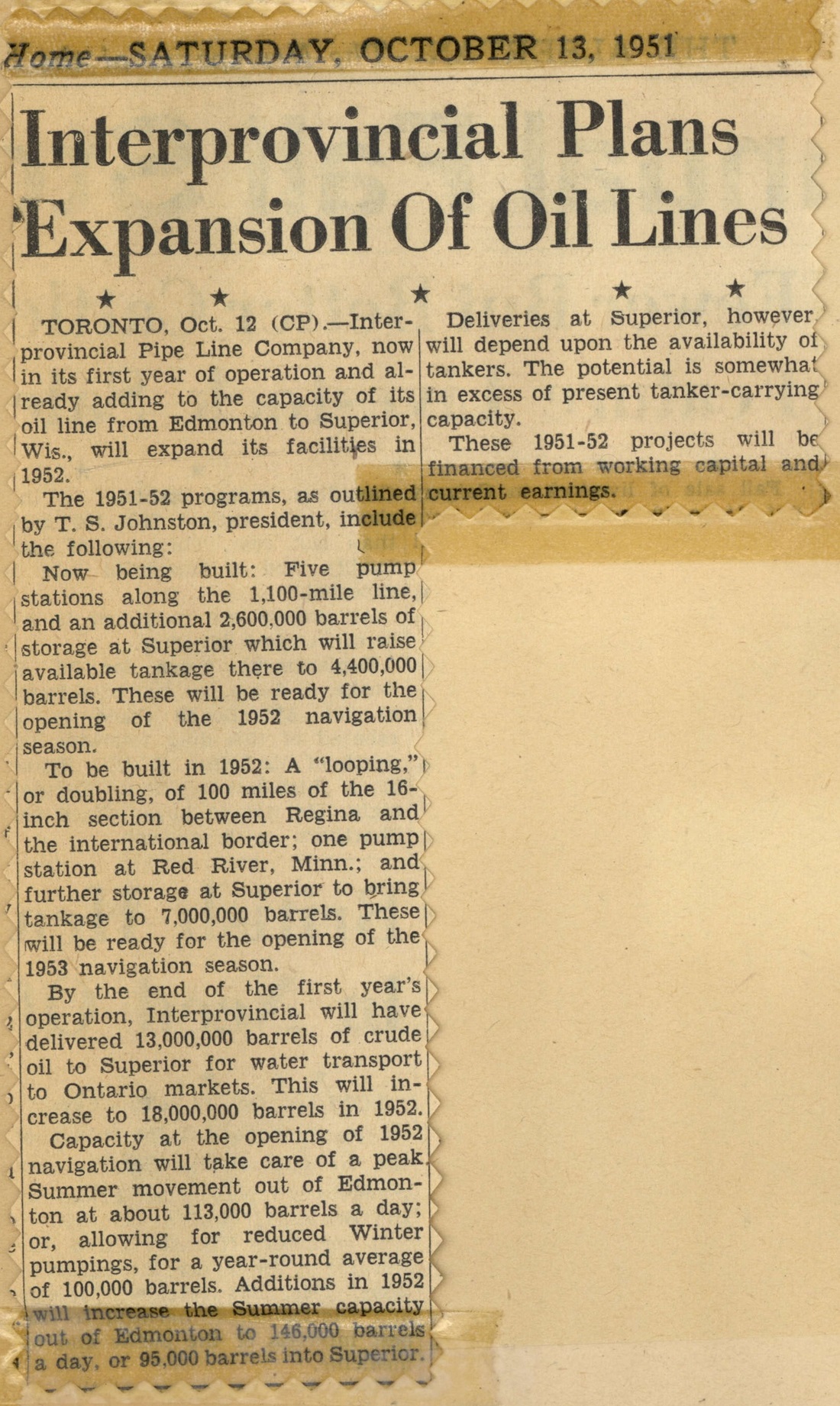 Historical news clipping circa 1949 1950