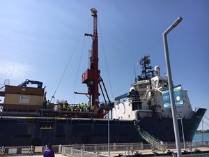 Marine vessel at port