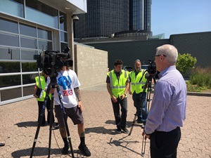Reporters waiting for interview
