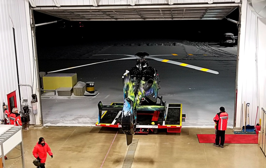 Helicopter in garage