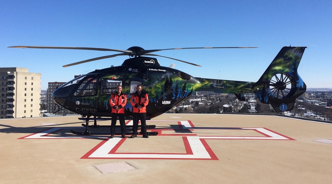 Helicopter on helipad