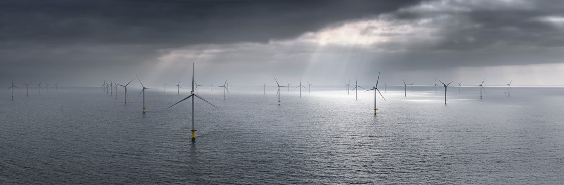 Offshore wind turbines and dark clouds