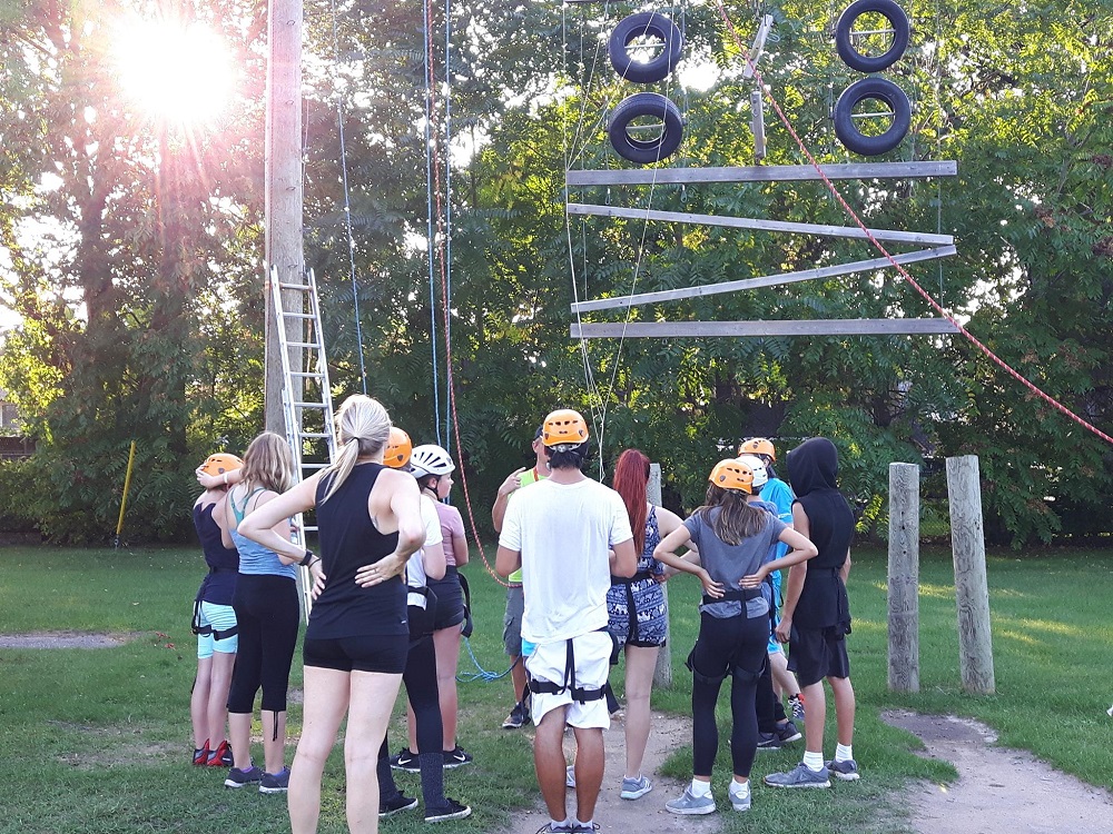 teens on rope course