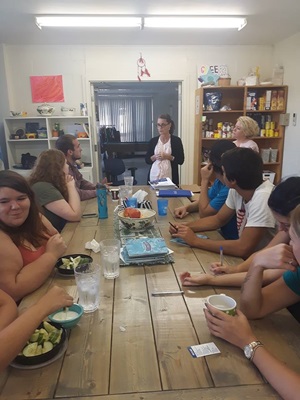 teens eating a meal at youth center