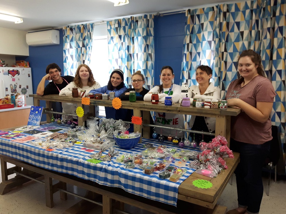 teens in youth center celebrating christmas