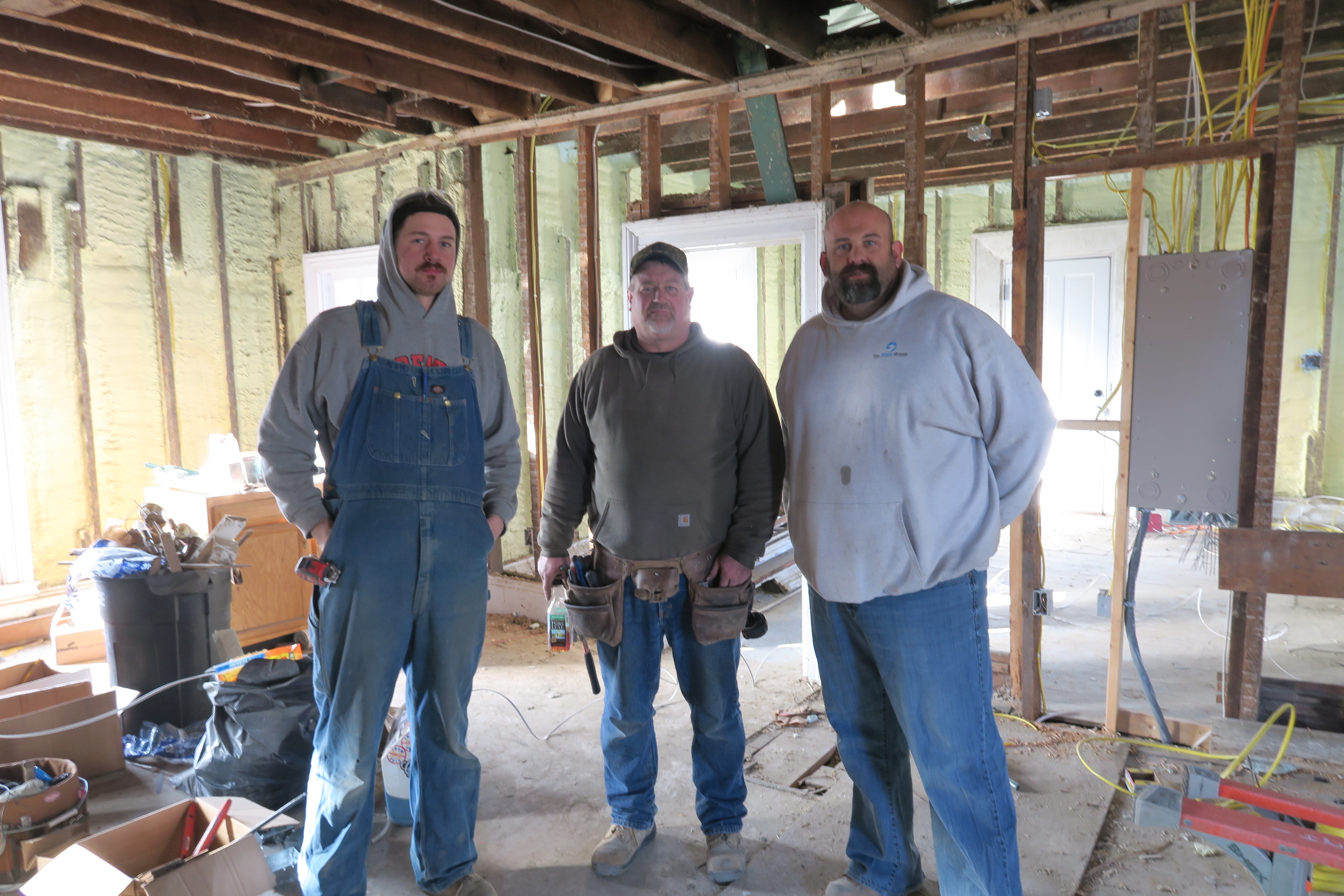 Workers performing renovation work
