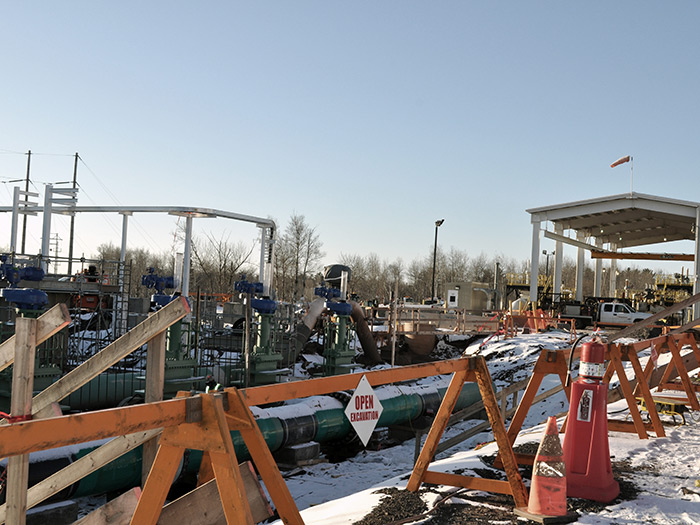 Terminal facility pipes under construction