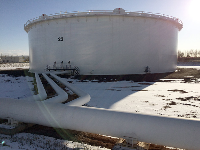 Terminal facility tank in winter