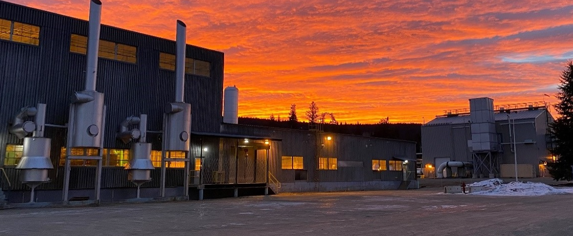 Large building at sunrise