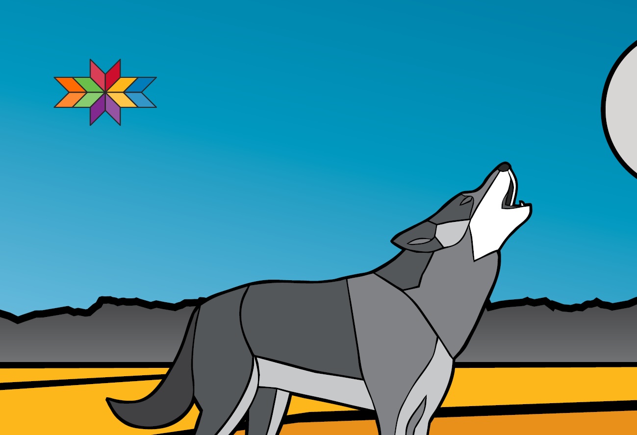 Wolf howling at the moon