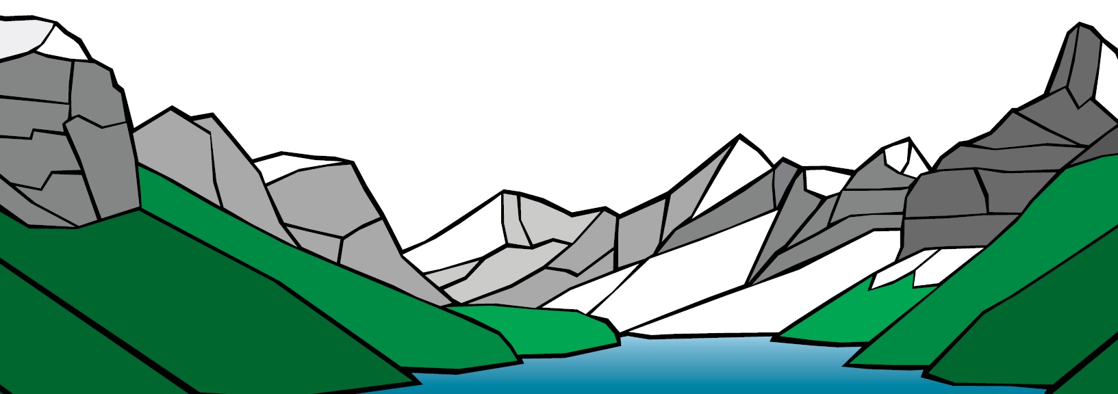 Illustration of a lake in the mountains