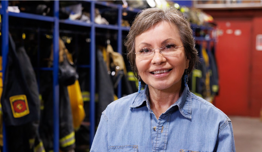 Woman in a fire hall