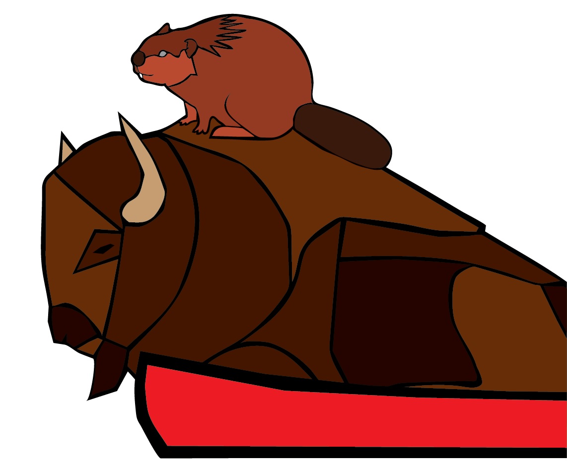 Illustration of animals in a canoe