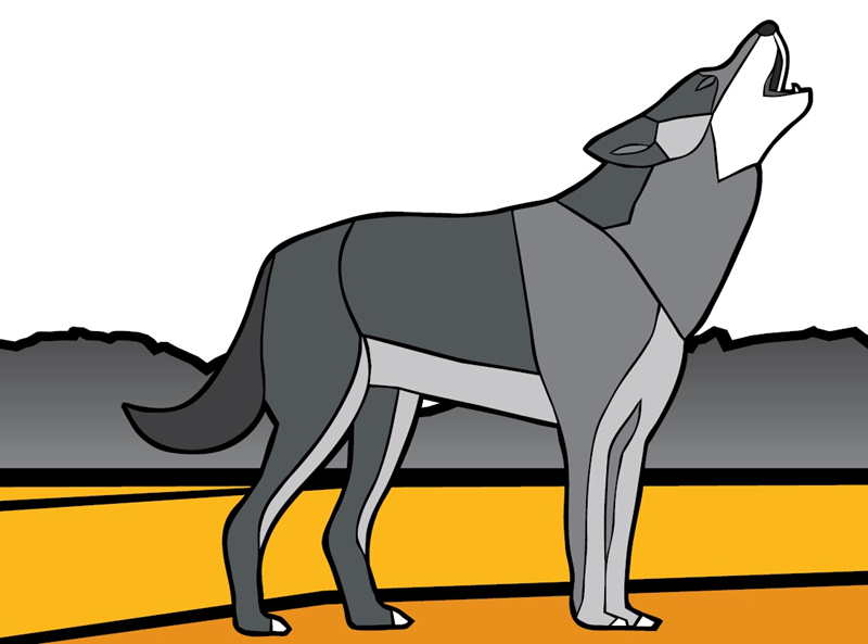 Illustration of a wolf howling