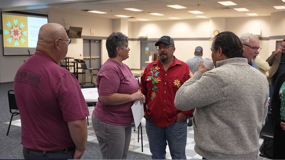 People talking in a room