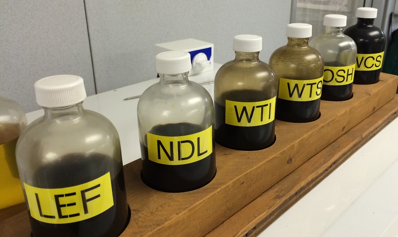 Bottles of crude oil