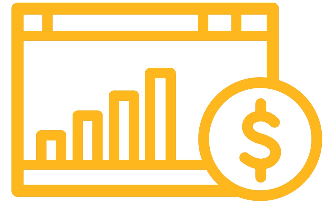 Illustration of bar chart and coin