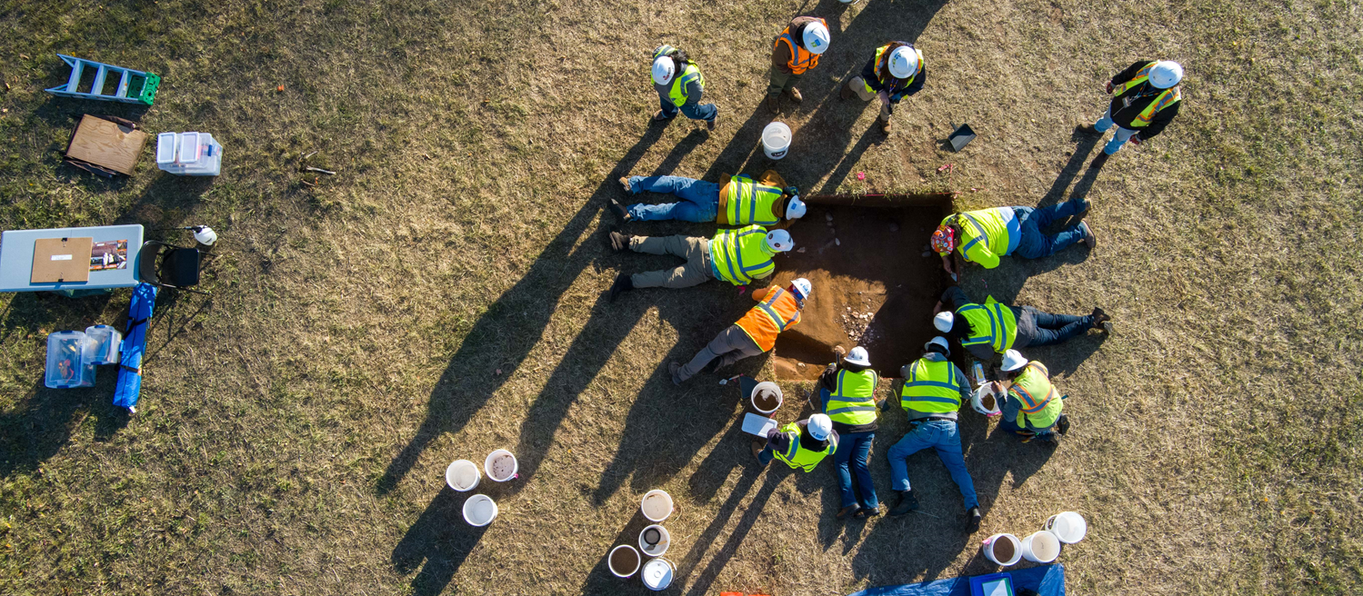 Workers at an archaeology dig
