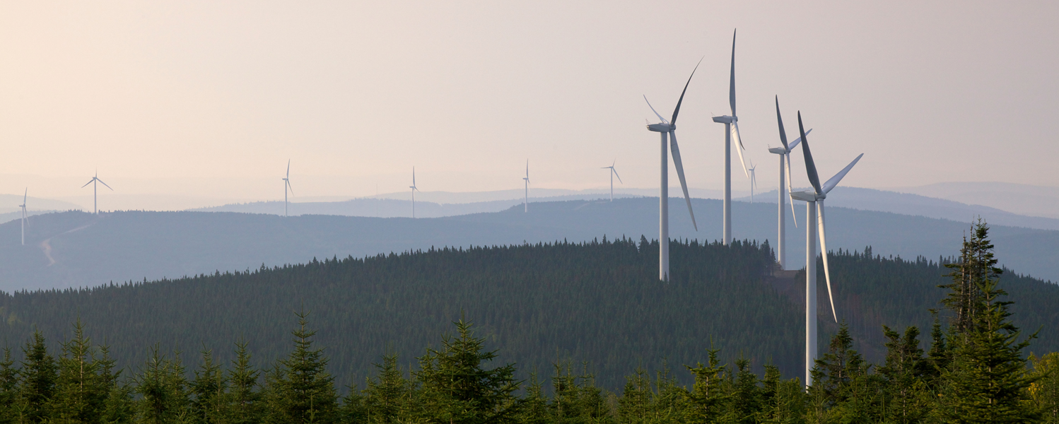 Wind turbines on a hill