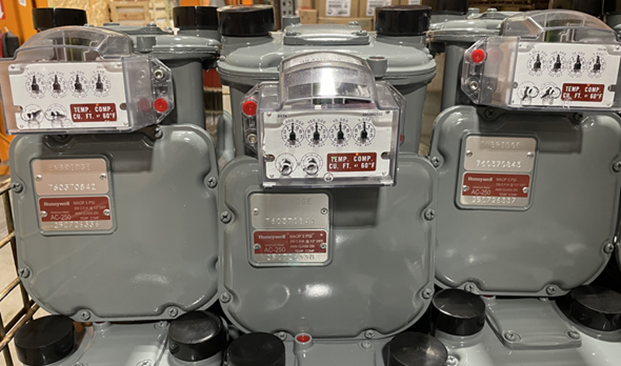 Three gas meters