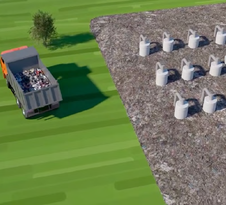 Animation screenshot of landfill facility