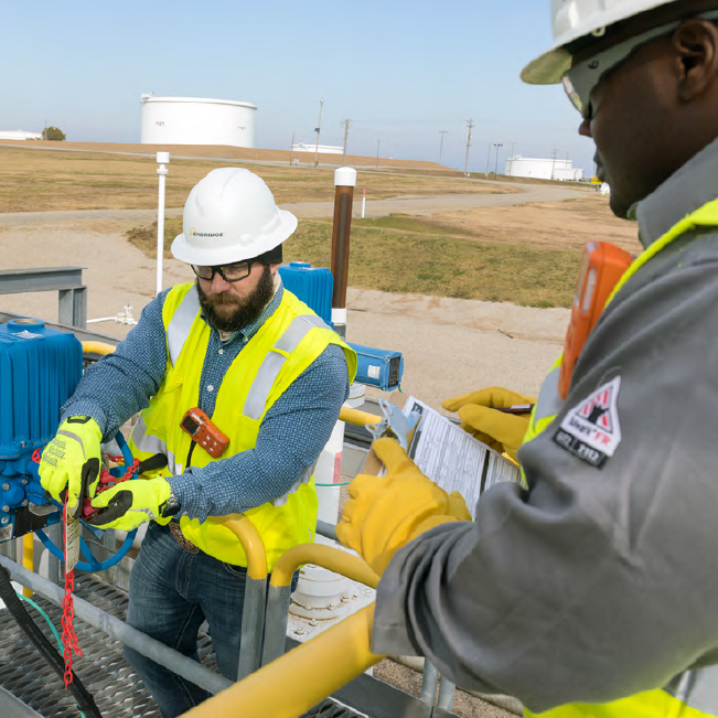 Field workers in safety gear