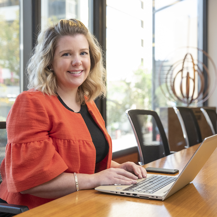 Woman using laptop