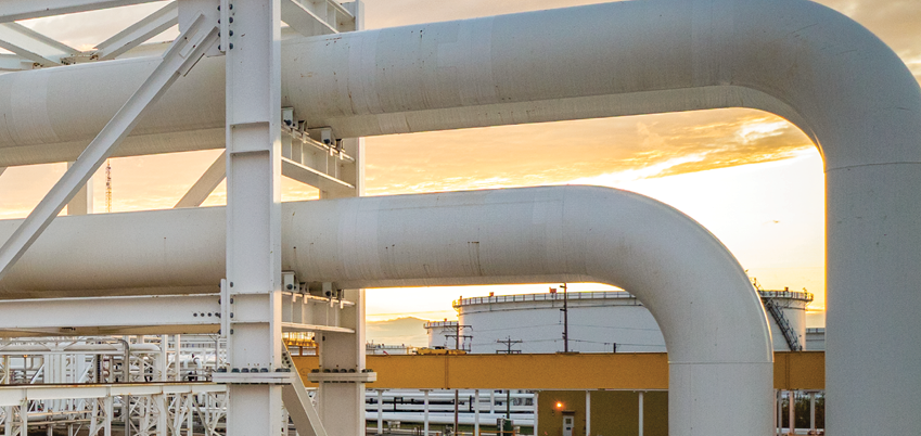 White pipes at sunrise